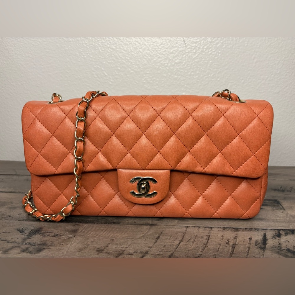 Chanel Orange Quilted Leather Bag